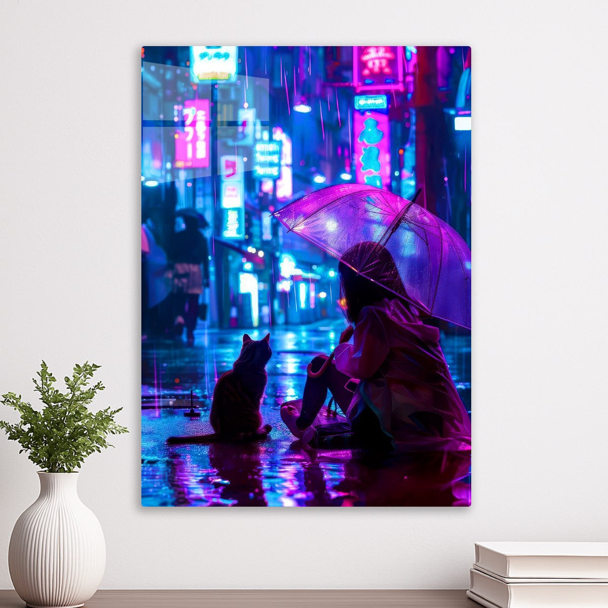 woman and black cat