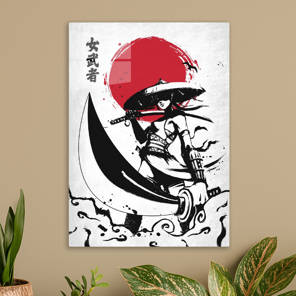 Samurai Woman with Red Sun