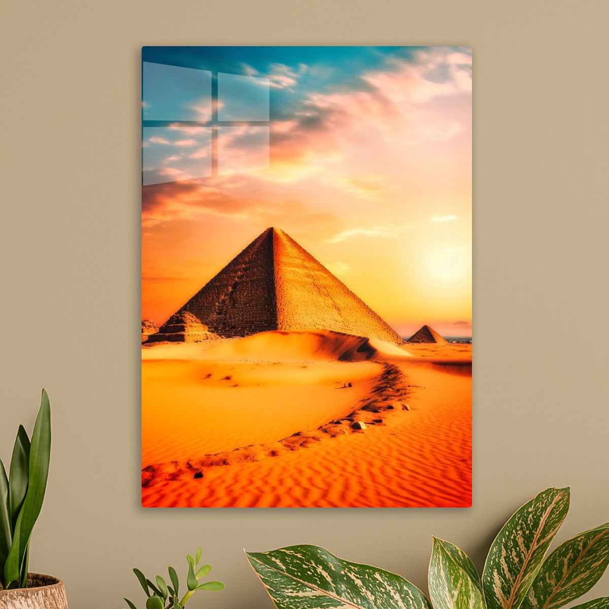 Sunset Over Desert Pyramid