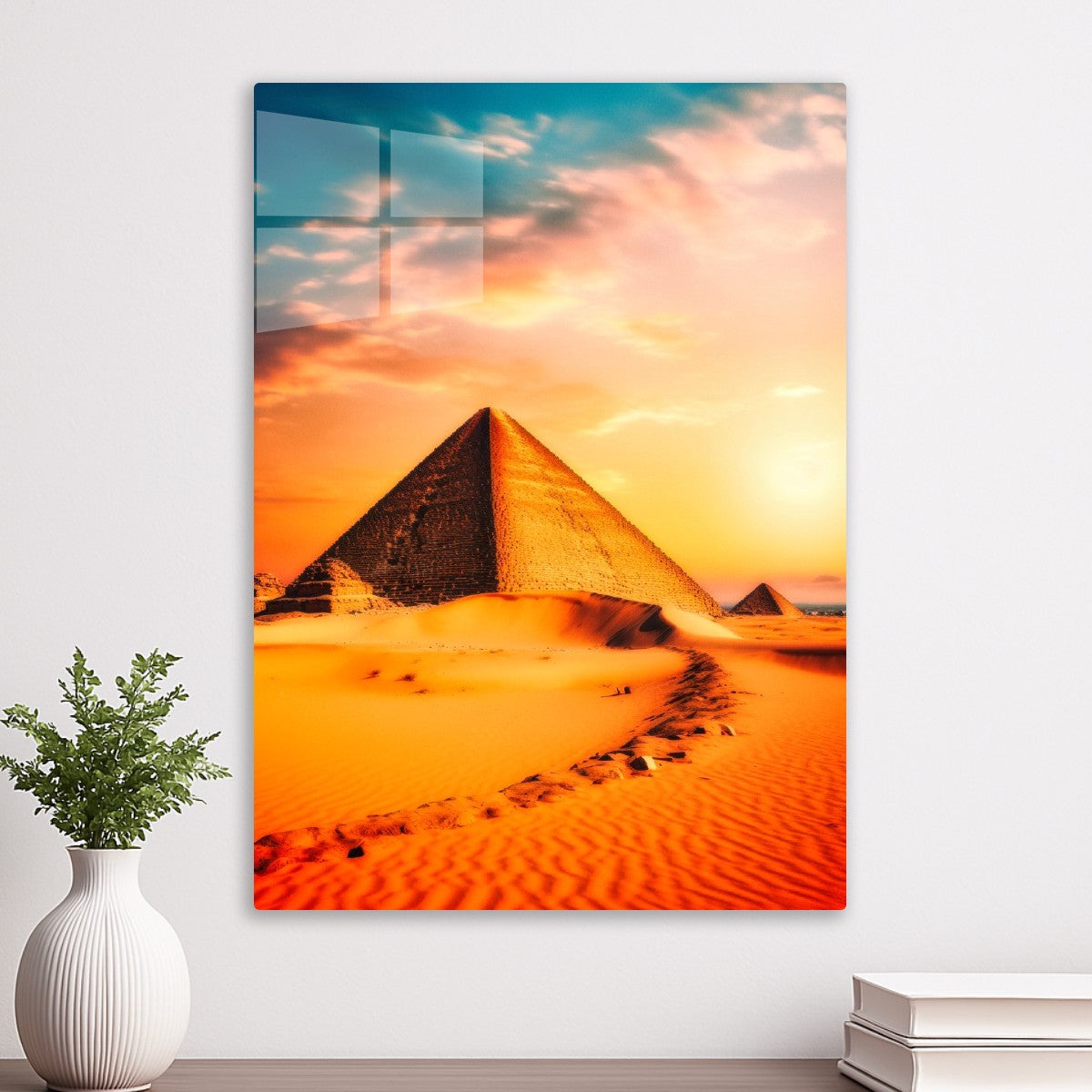 Sunset Over Desert Pyramid