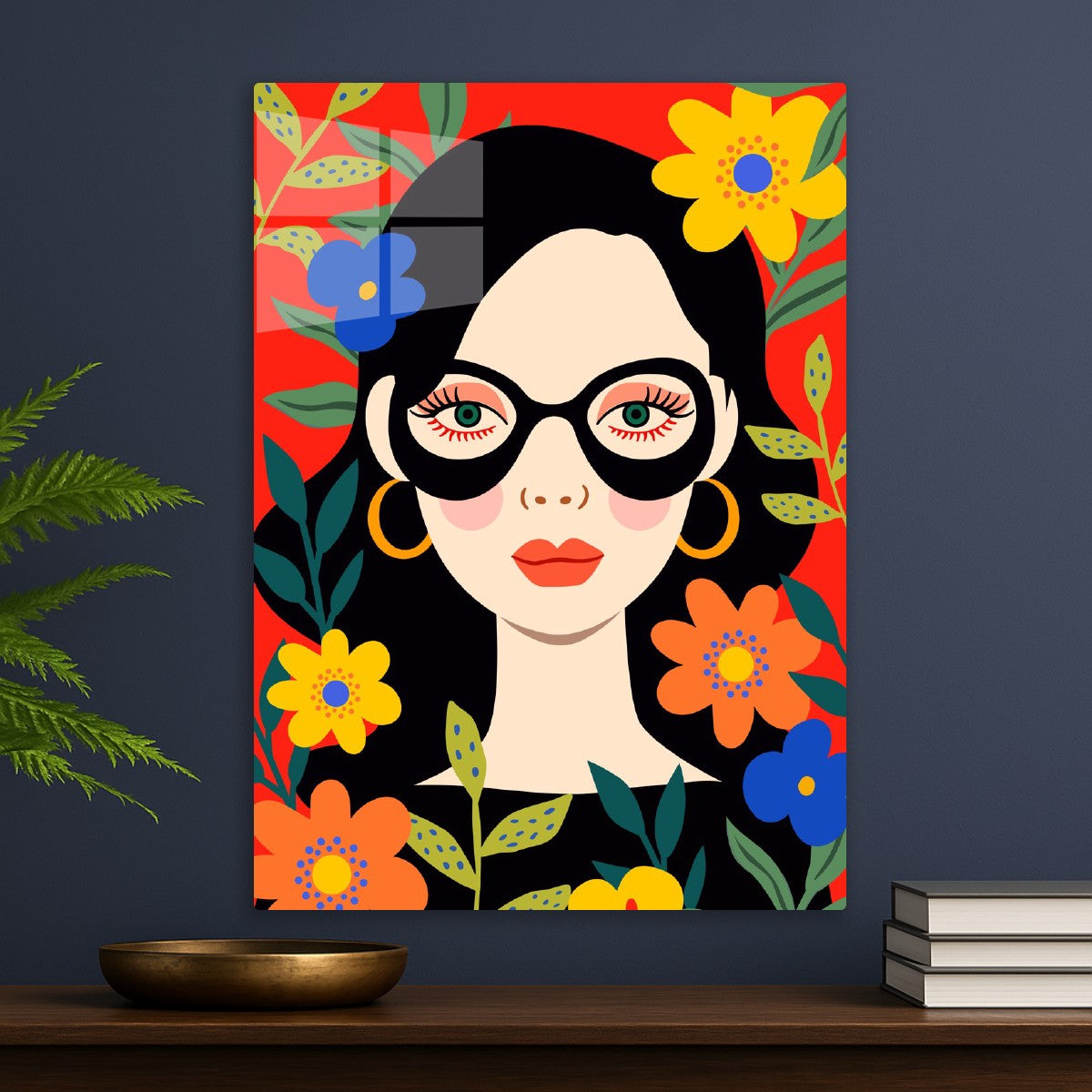 Bold Woman in Floral Frame