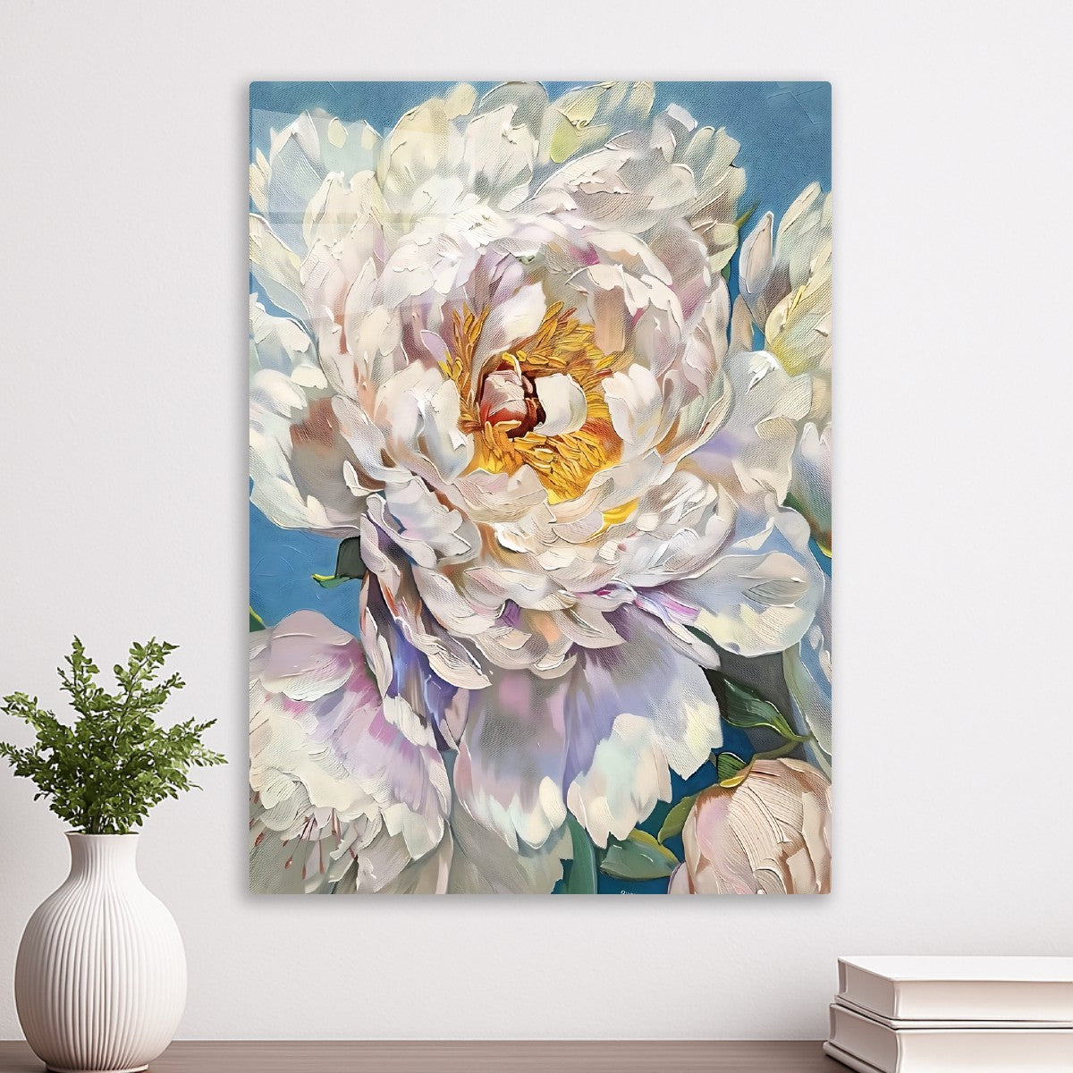 Textured White Peony Bloom