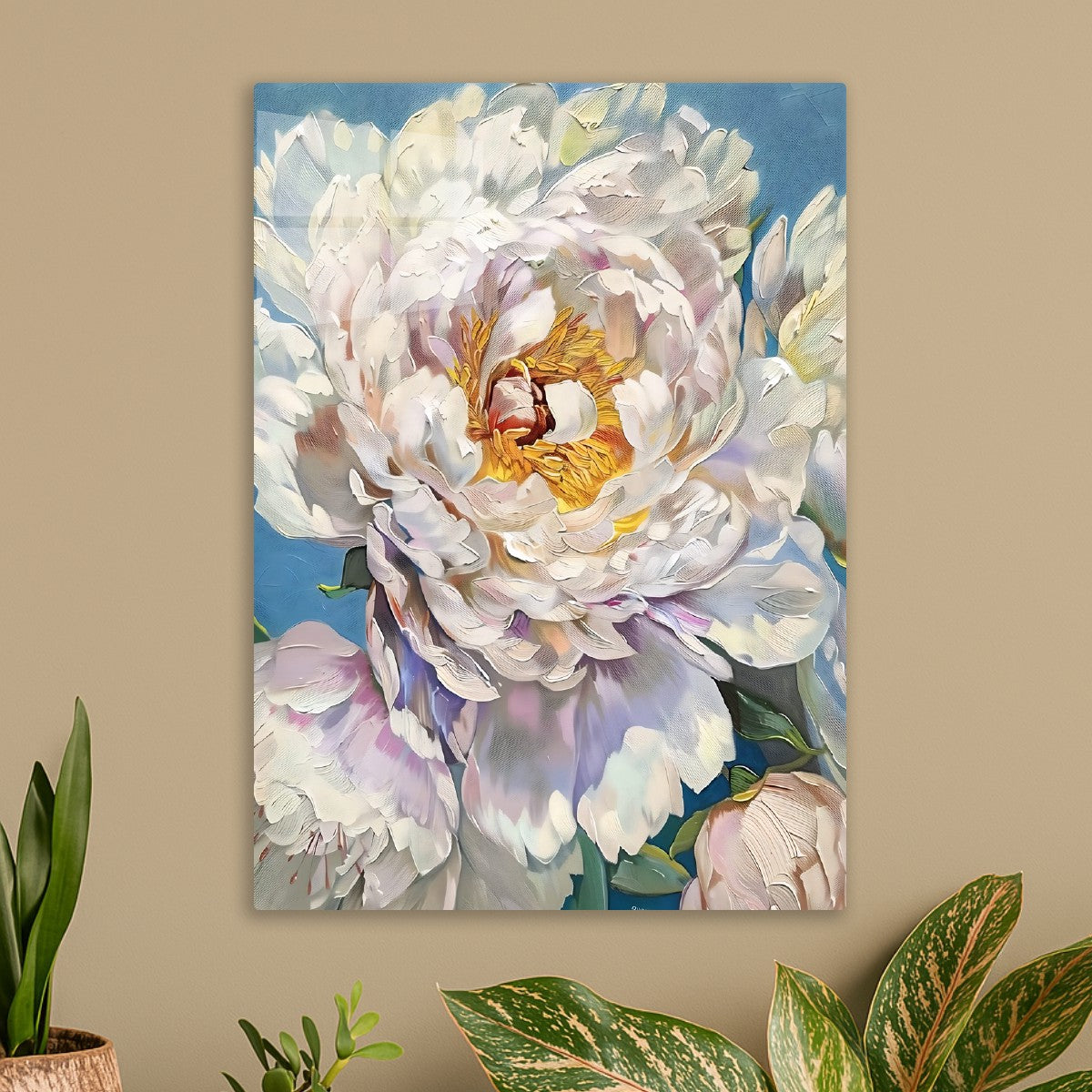 Textured White Peony Bloom
