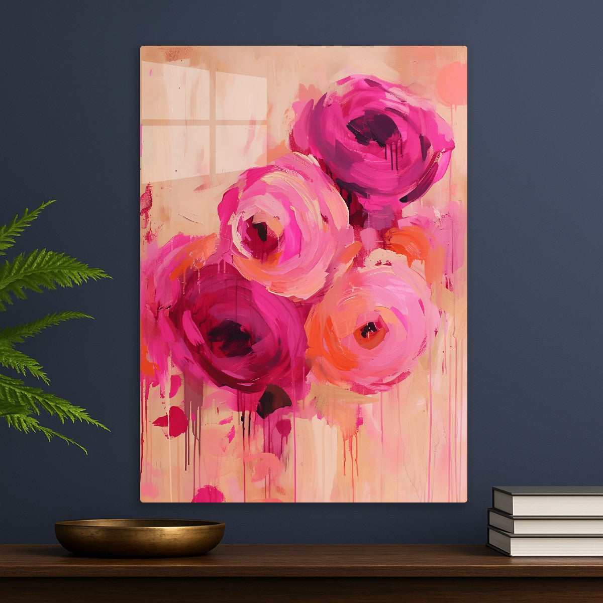 Bold Roses on Blush Canvas