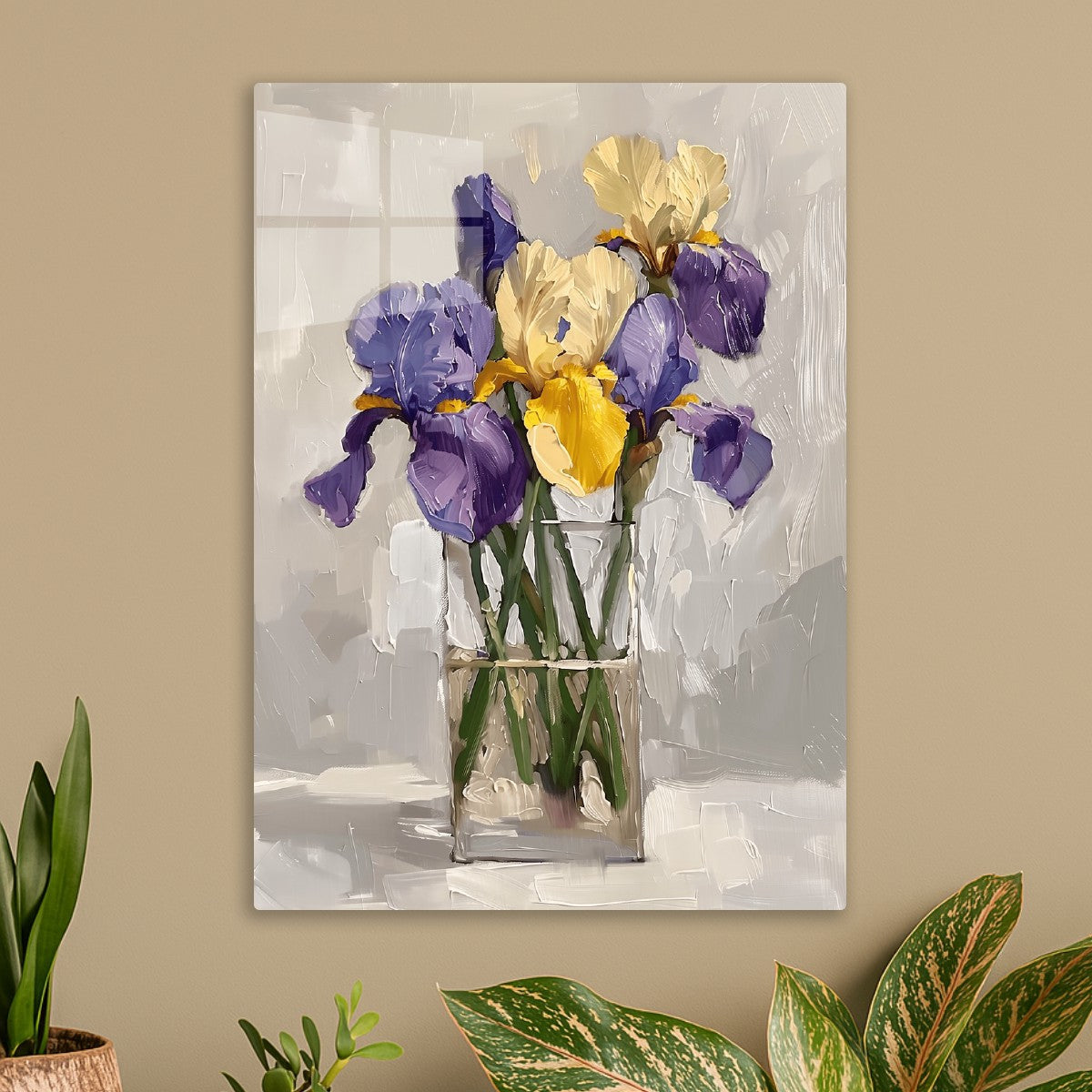 Yellow & Purple Iris Painting