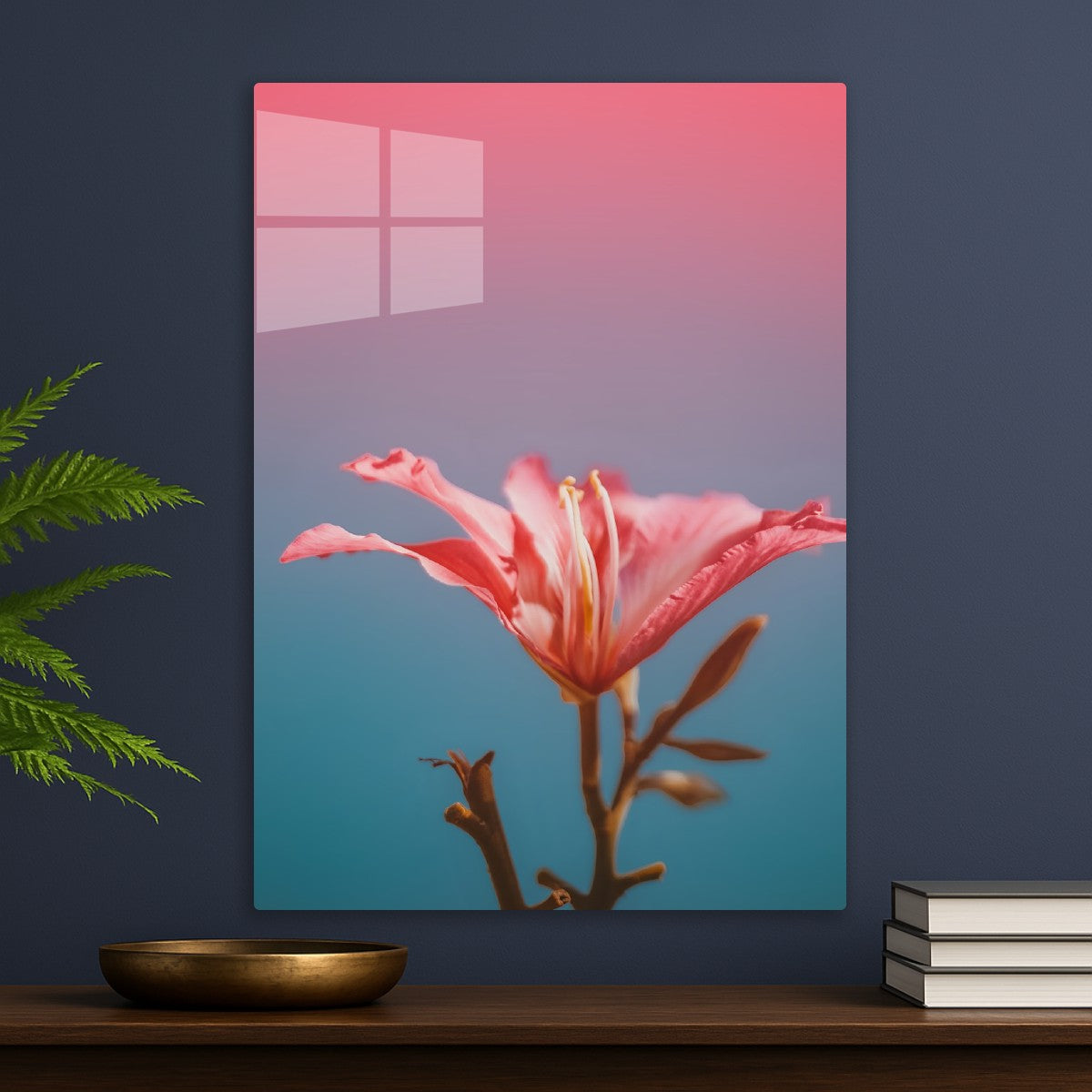 Pink lily on gradient