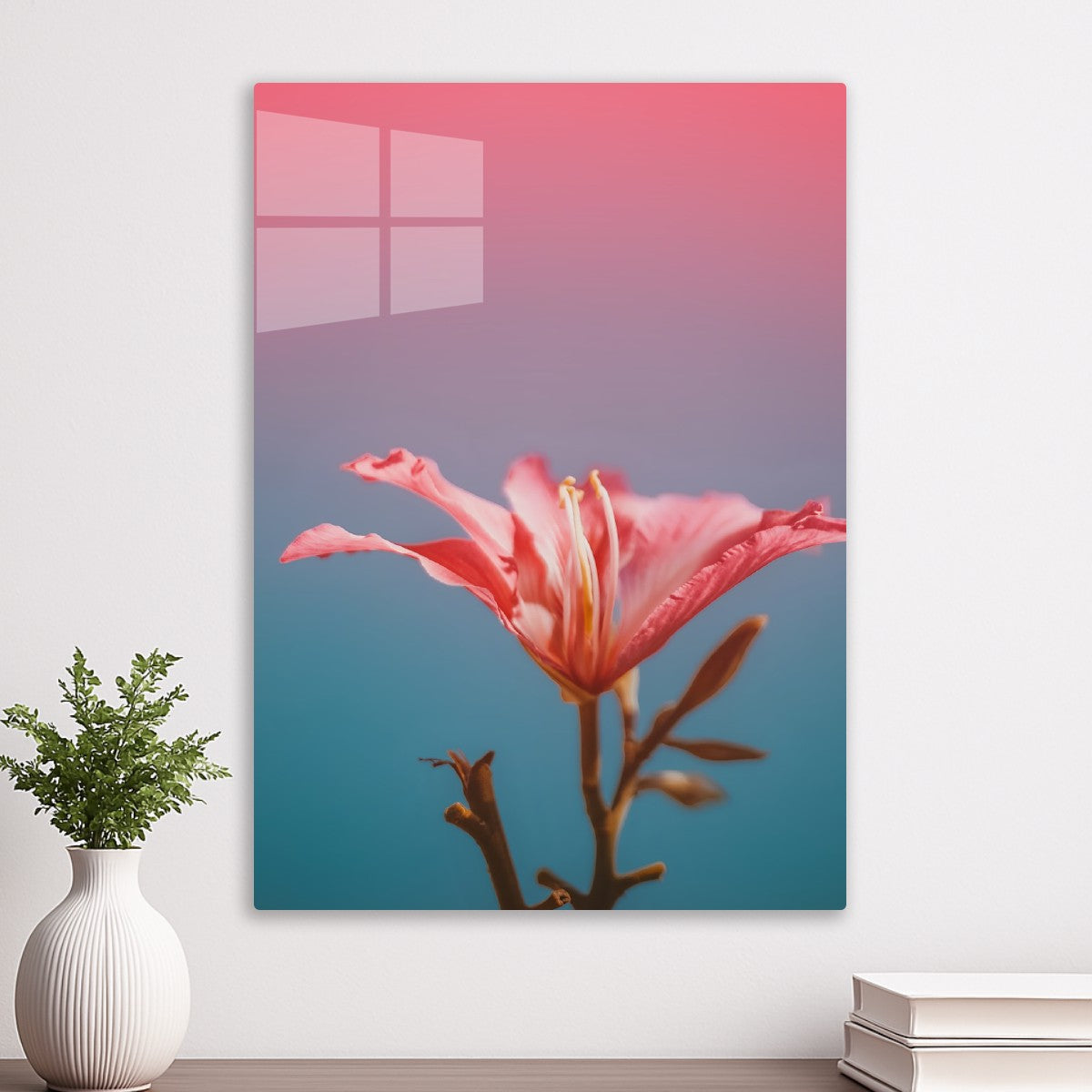 Pink lily on gradient