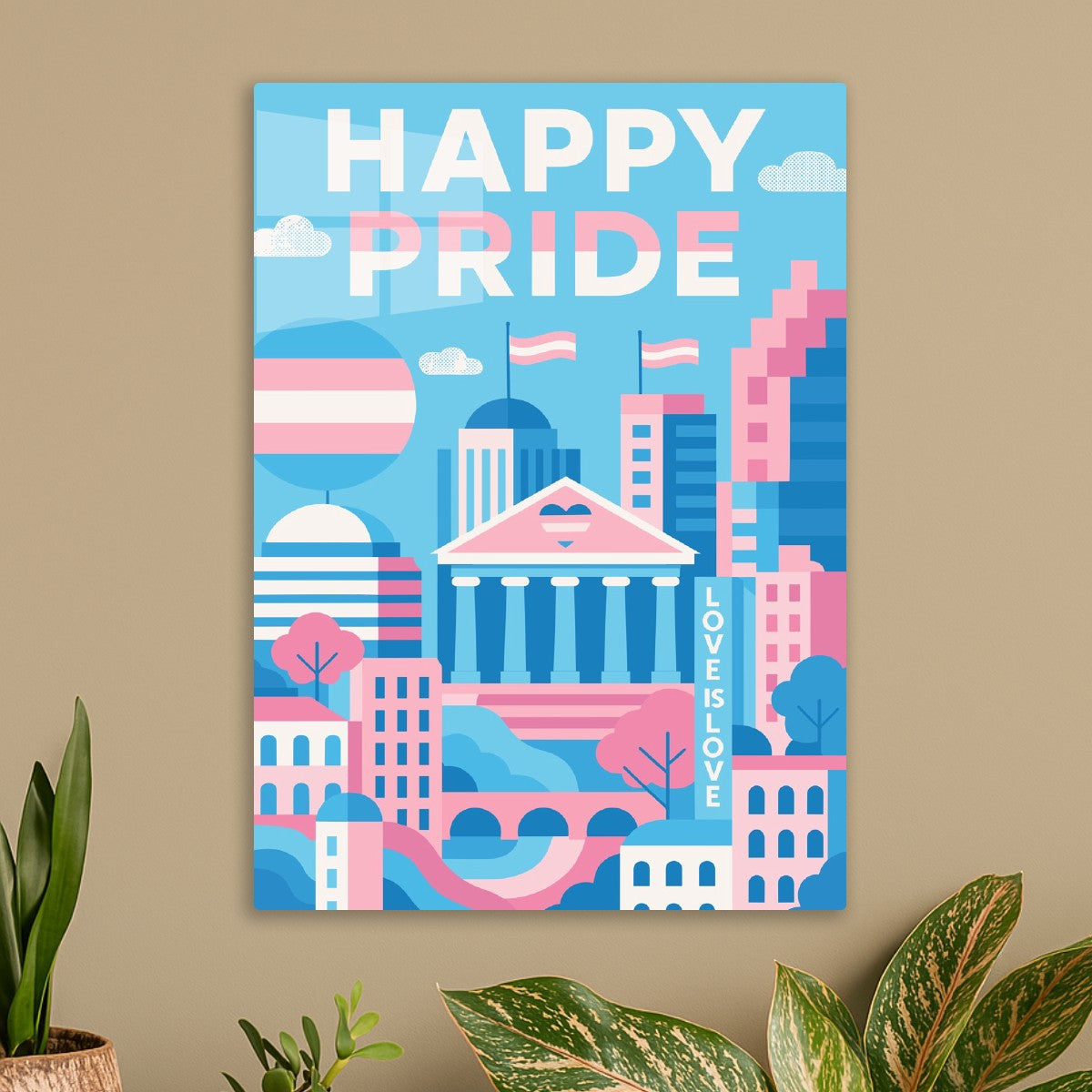 Happy Trans Pride Cityscape