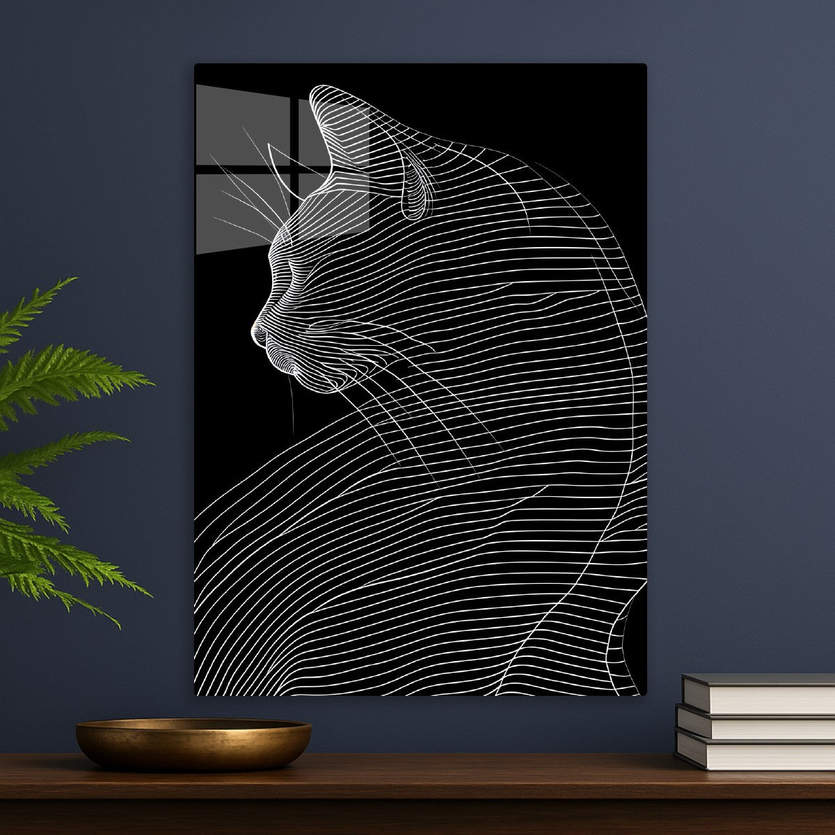 Minimal Line Cat Silhouette – 