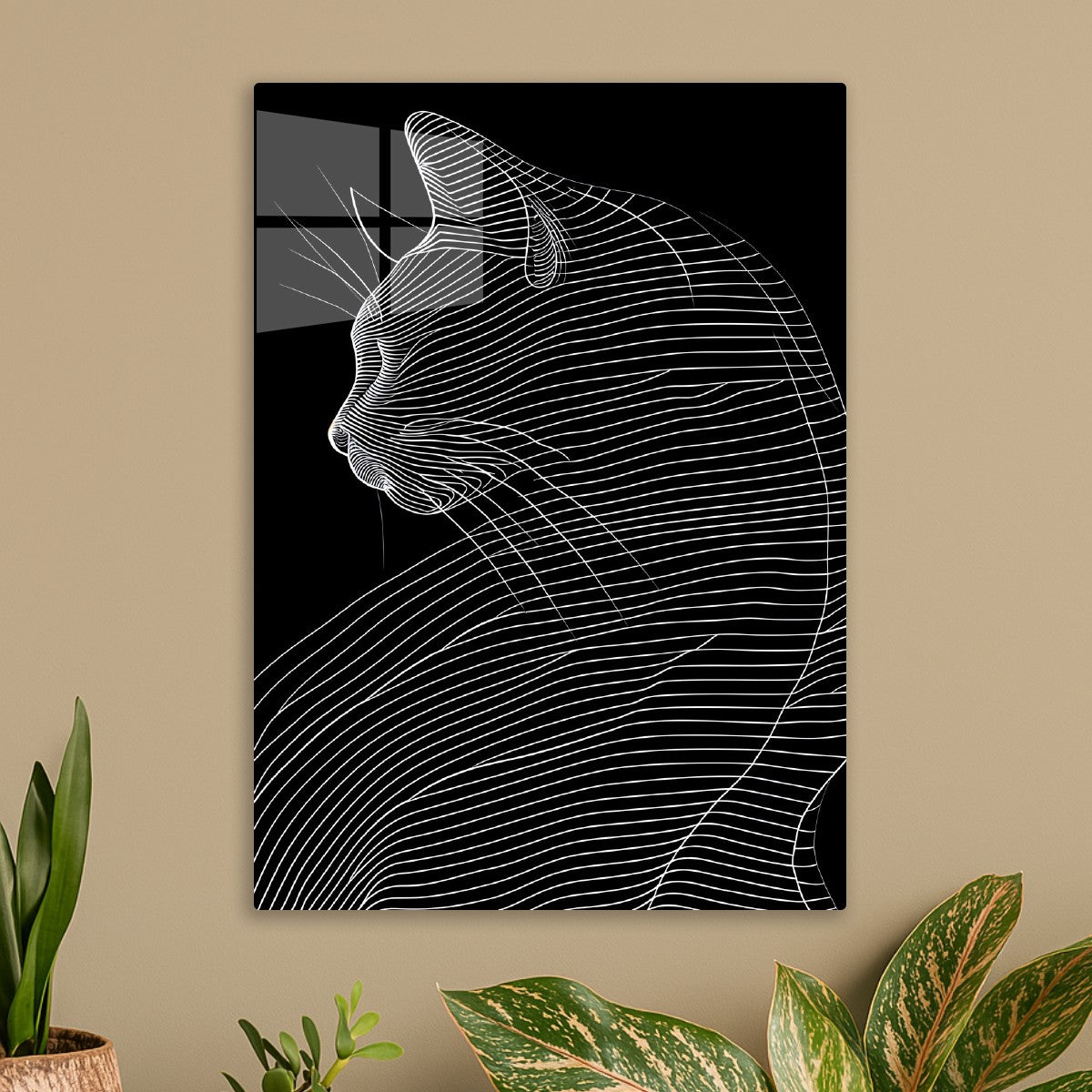 Minimal Line Cat Silhouette – 