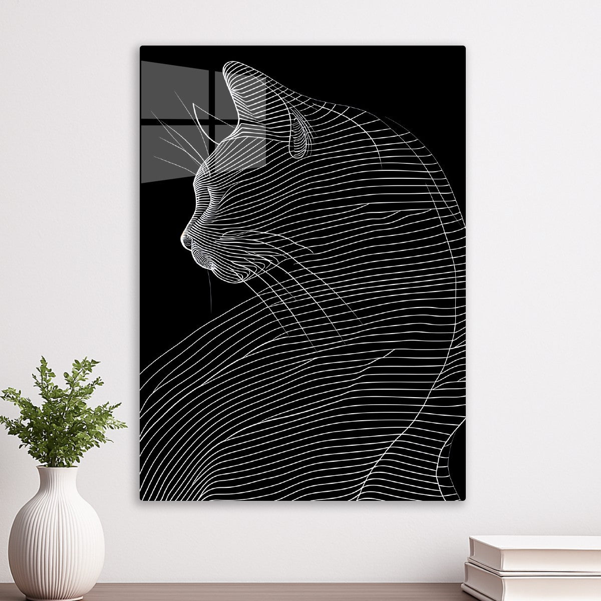 Minimal Line Cat Silhouette – 