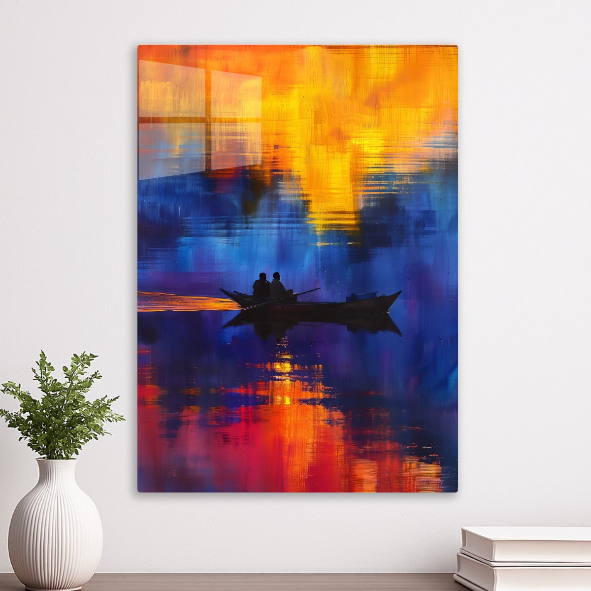 Romantic Boat Ride Fiery Sun