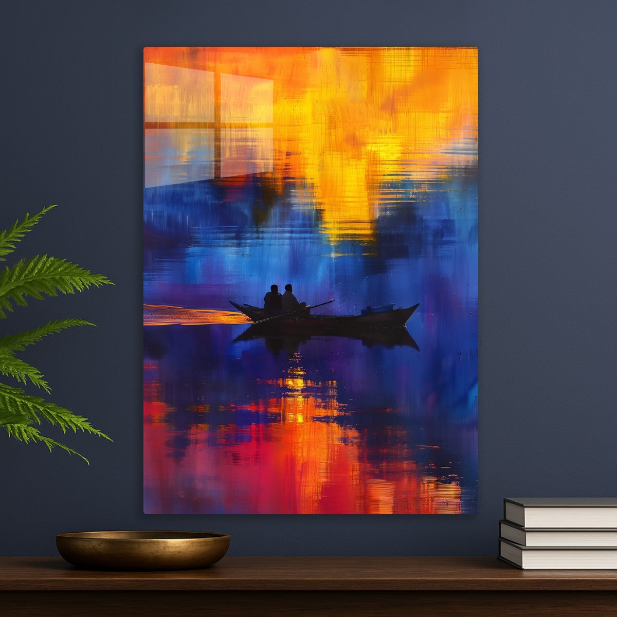 Romantic Boat Ride Fiery Sun