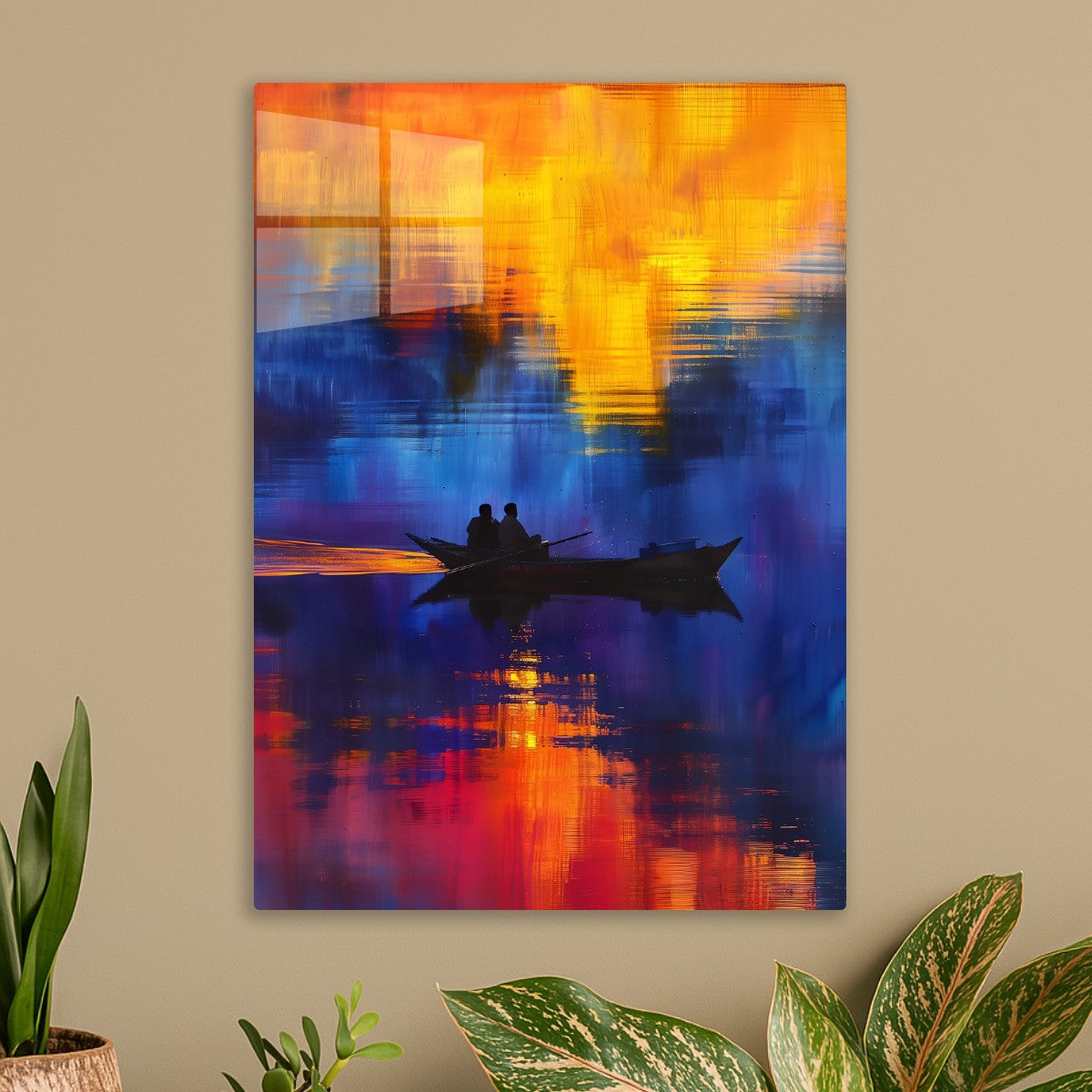 Romantic Boat Ride Fiery Sun