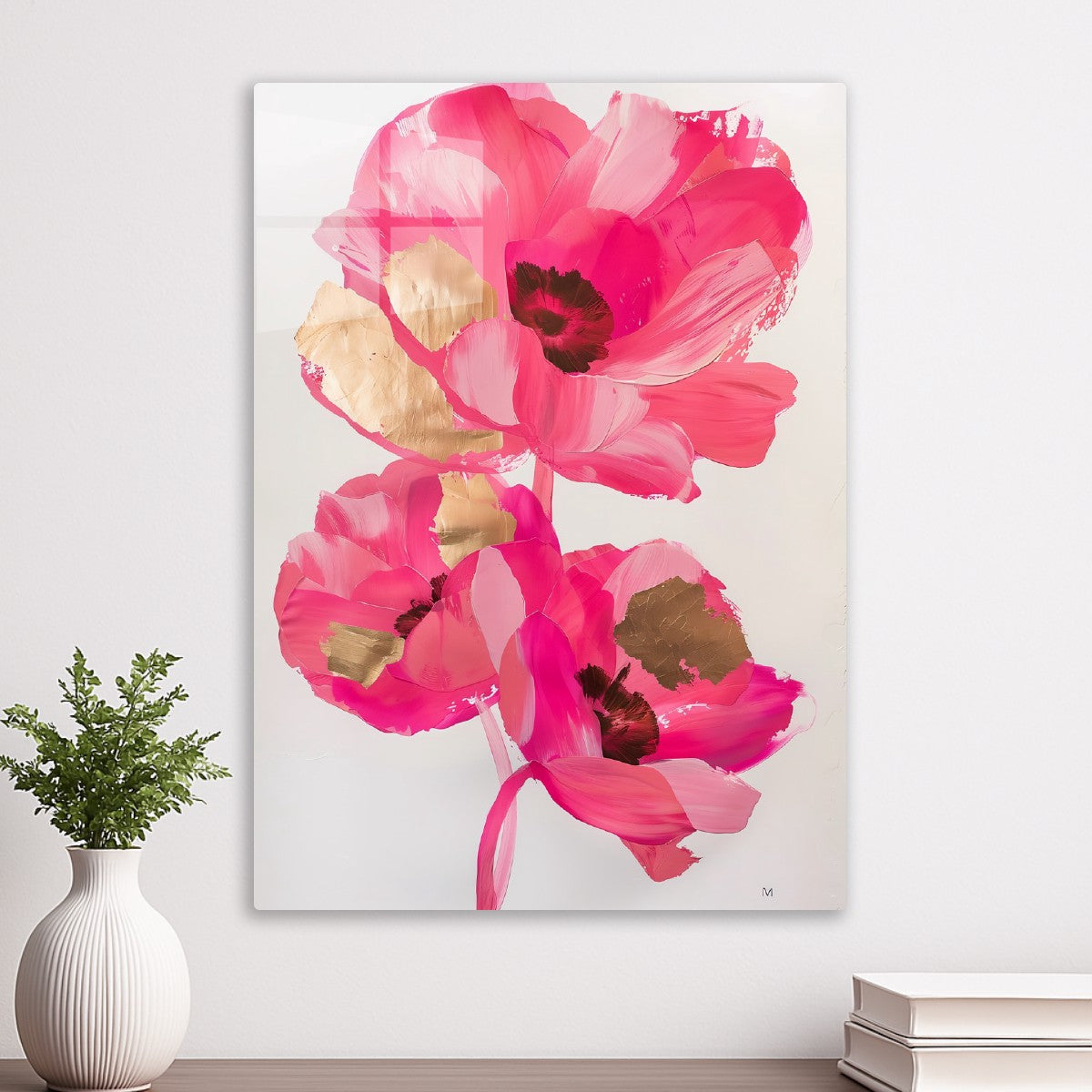 Pink and Gold Poppy Trio