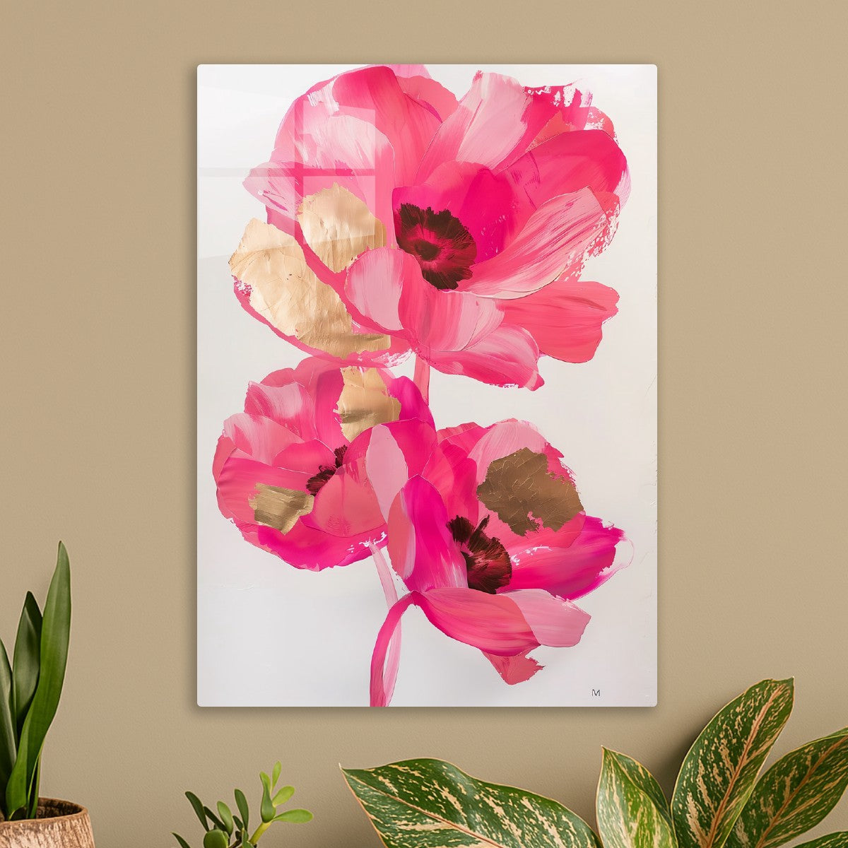 Pink and Gold Poppy Trio