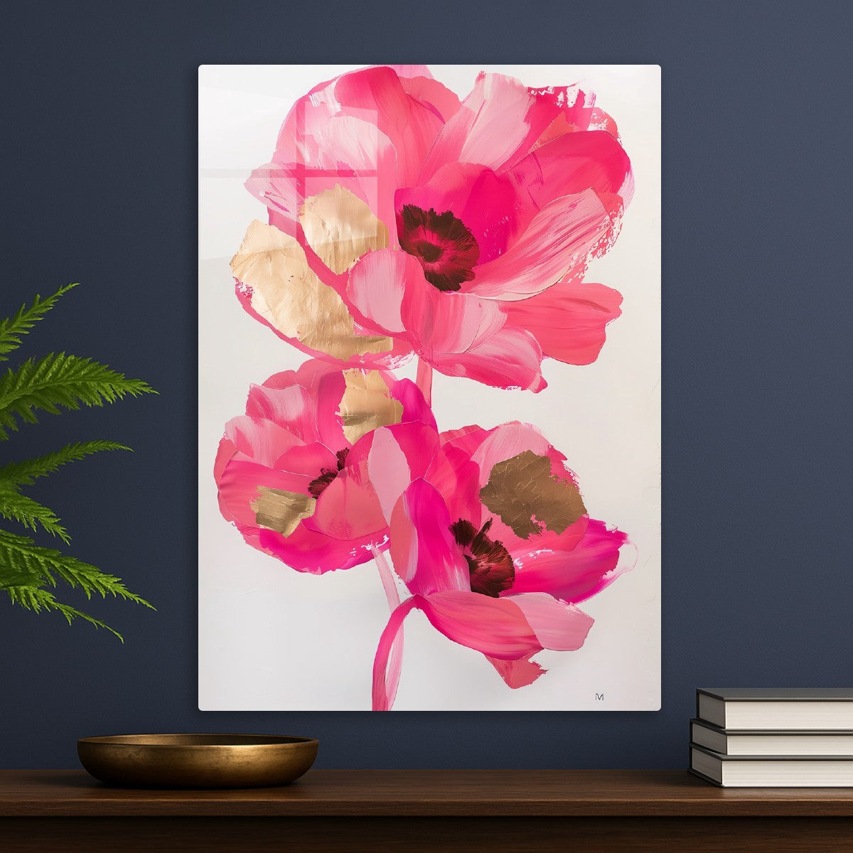 Pink and Gold Poppy Trio