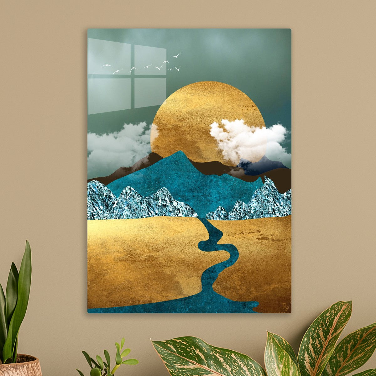 Golden Sunrise Over Abstract