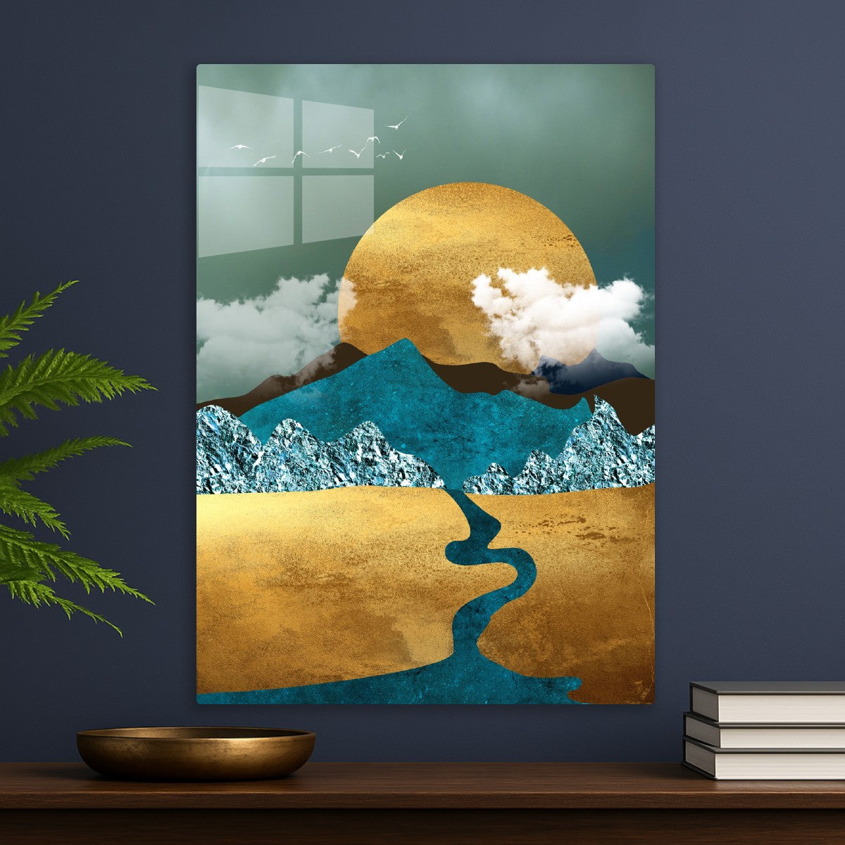 Golden Sunrise Over Abstract