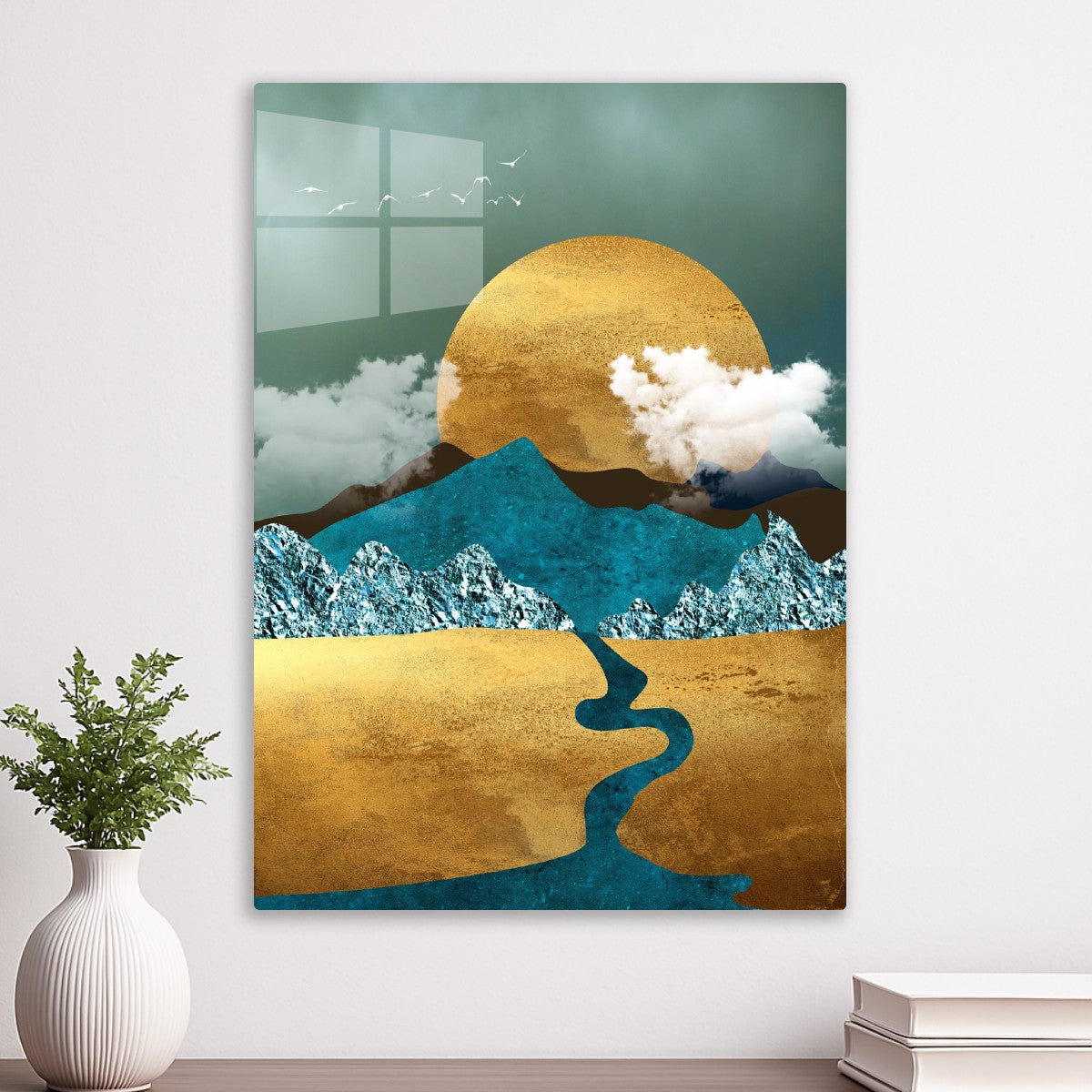 Golden Sunrise Over Abstract