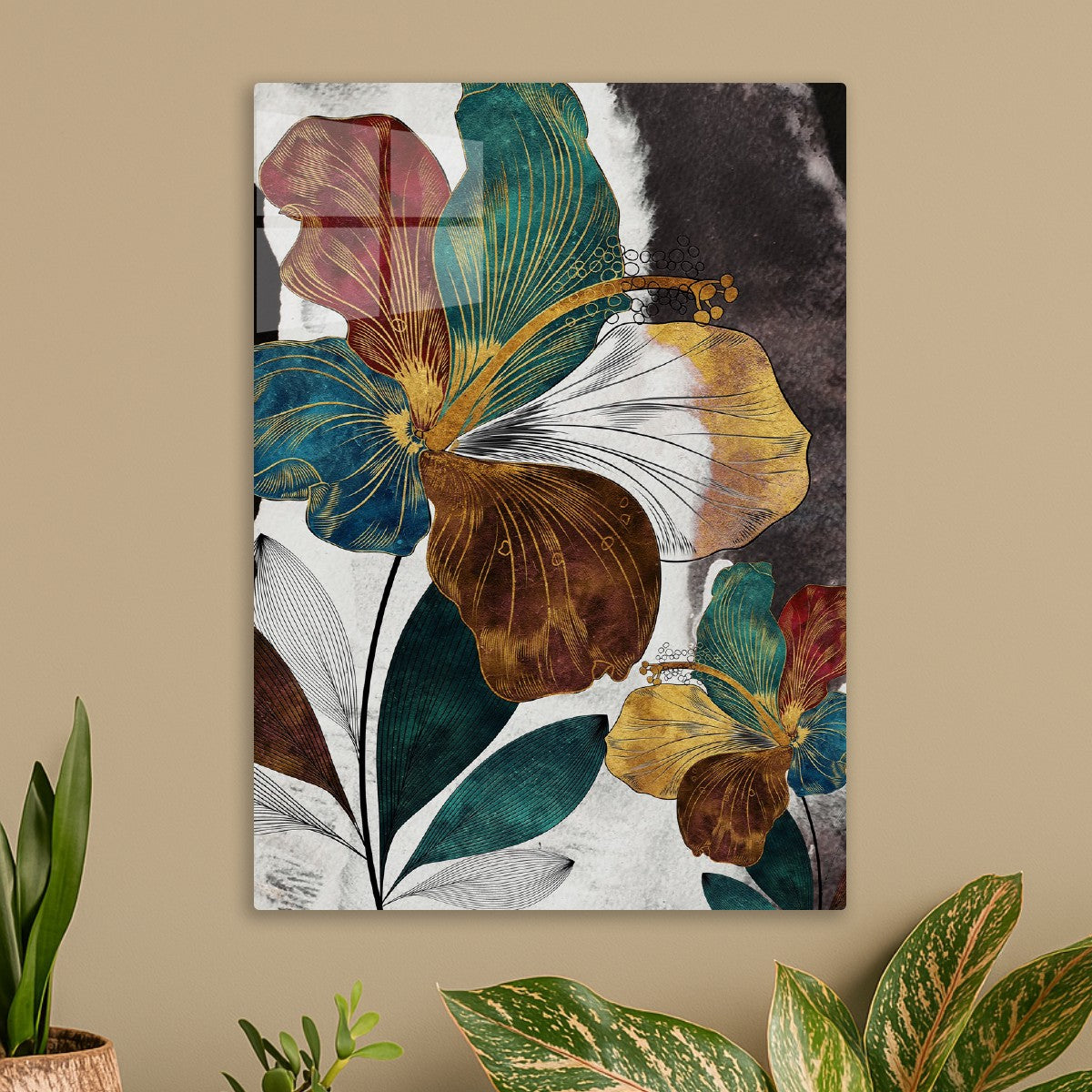 Elegant Golden Botanical Flowe