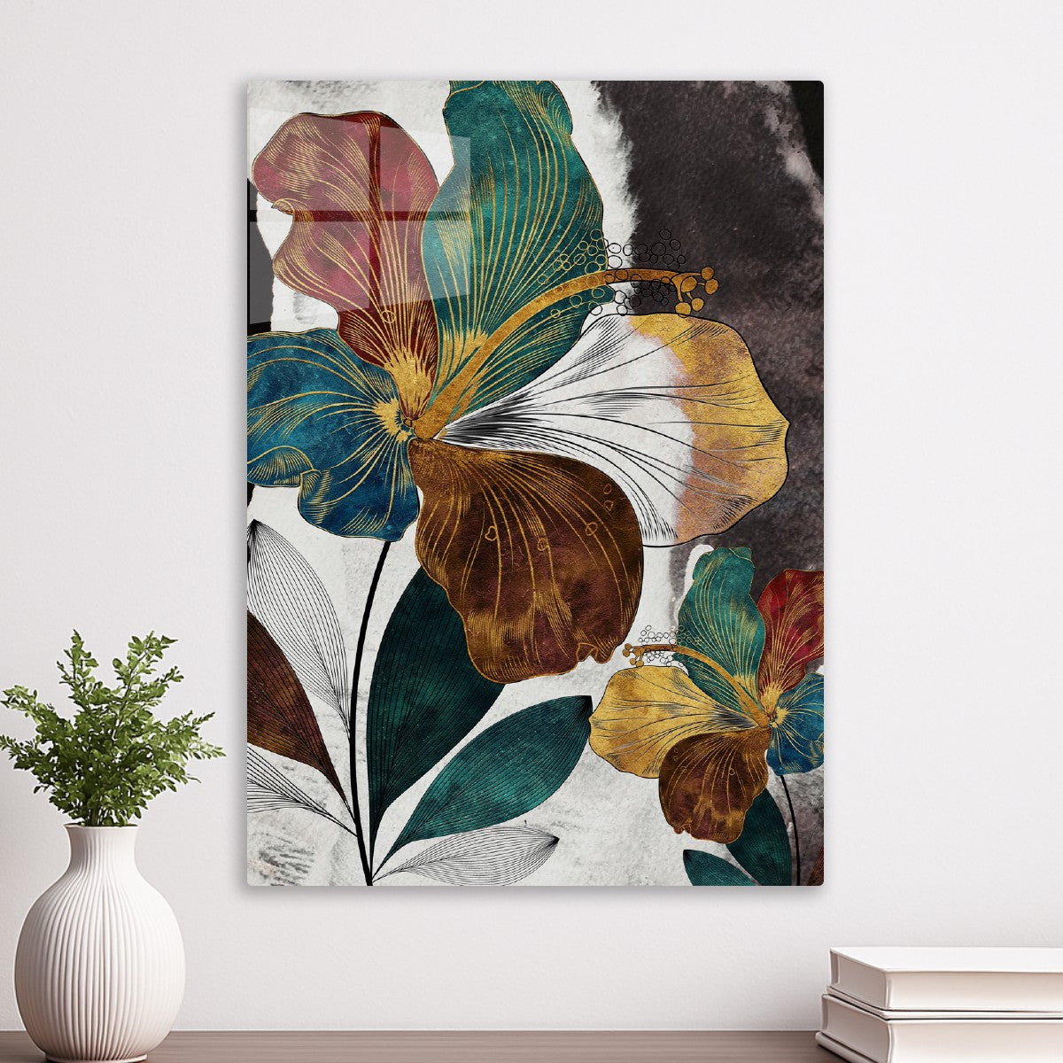 Elegant Golden Botanical Flowe
