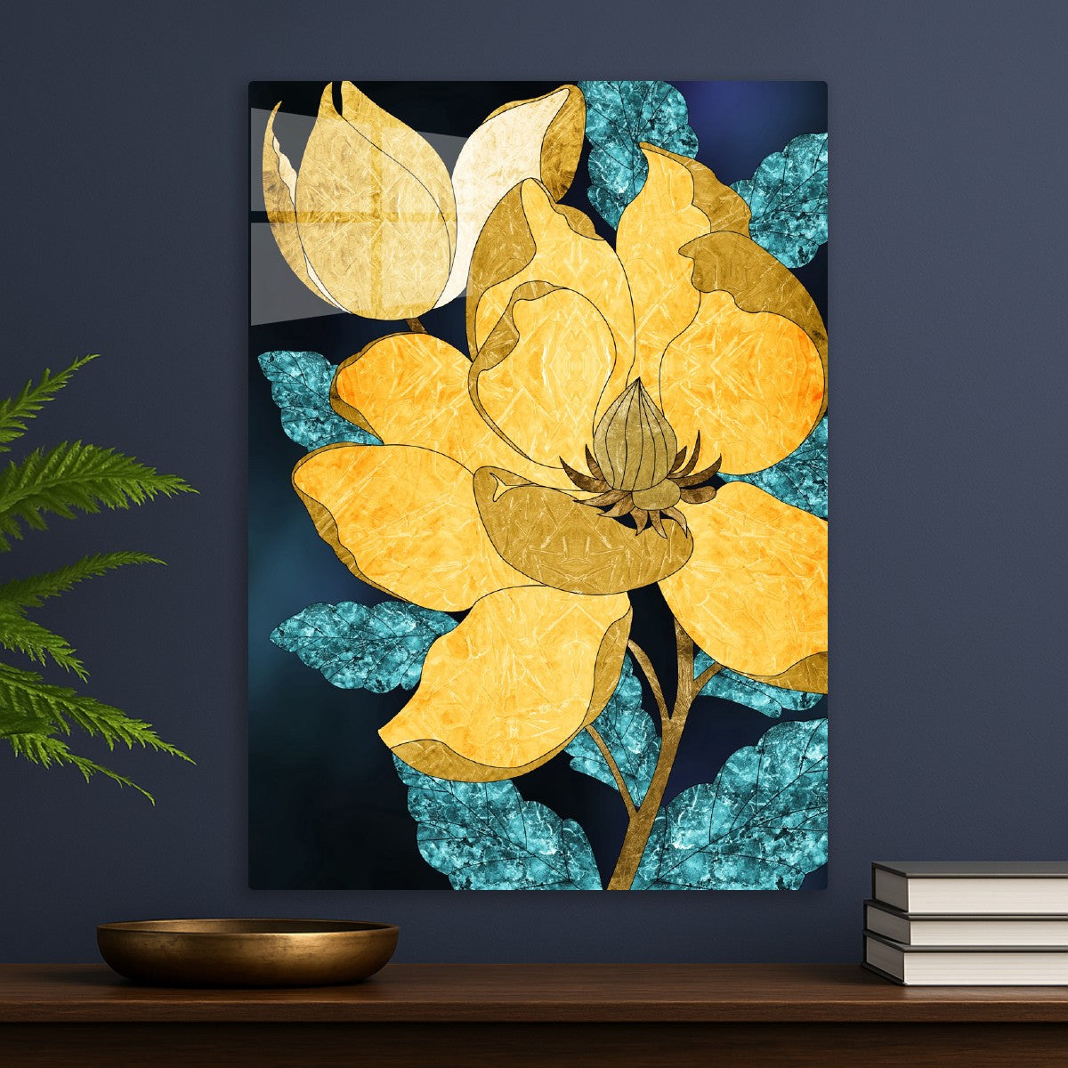 Golden Bloom Blue Marble Leave