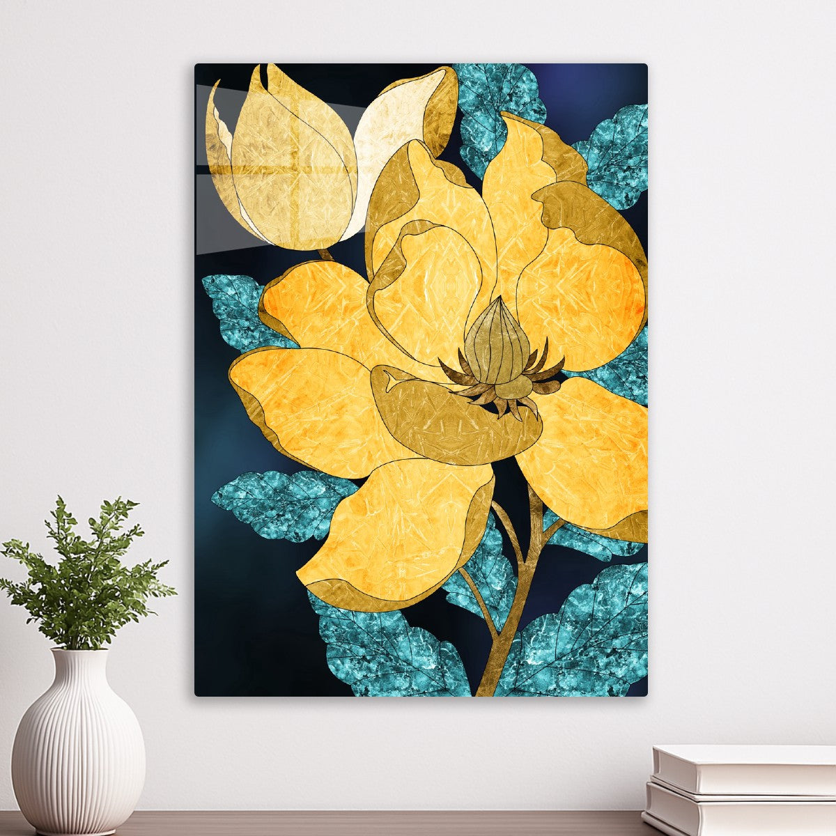 Golden Bloom Blue Marble Leave