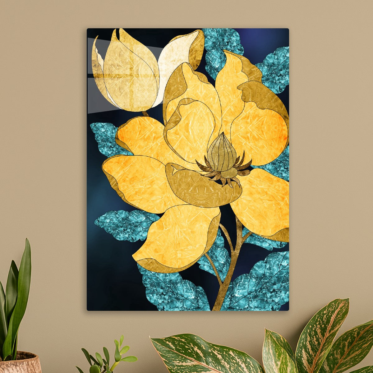 Golden Bloom Blue Marble Leave