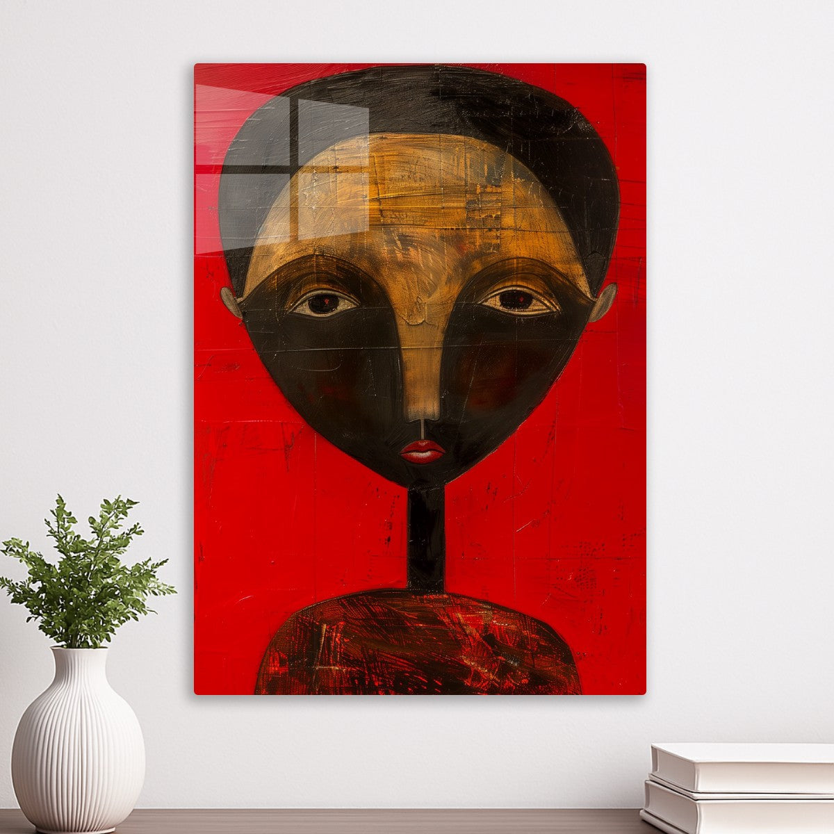 Golden Mask on Crimson