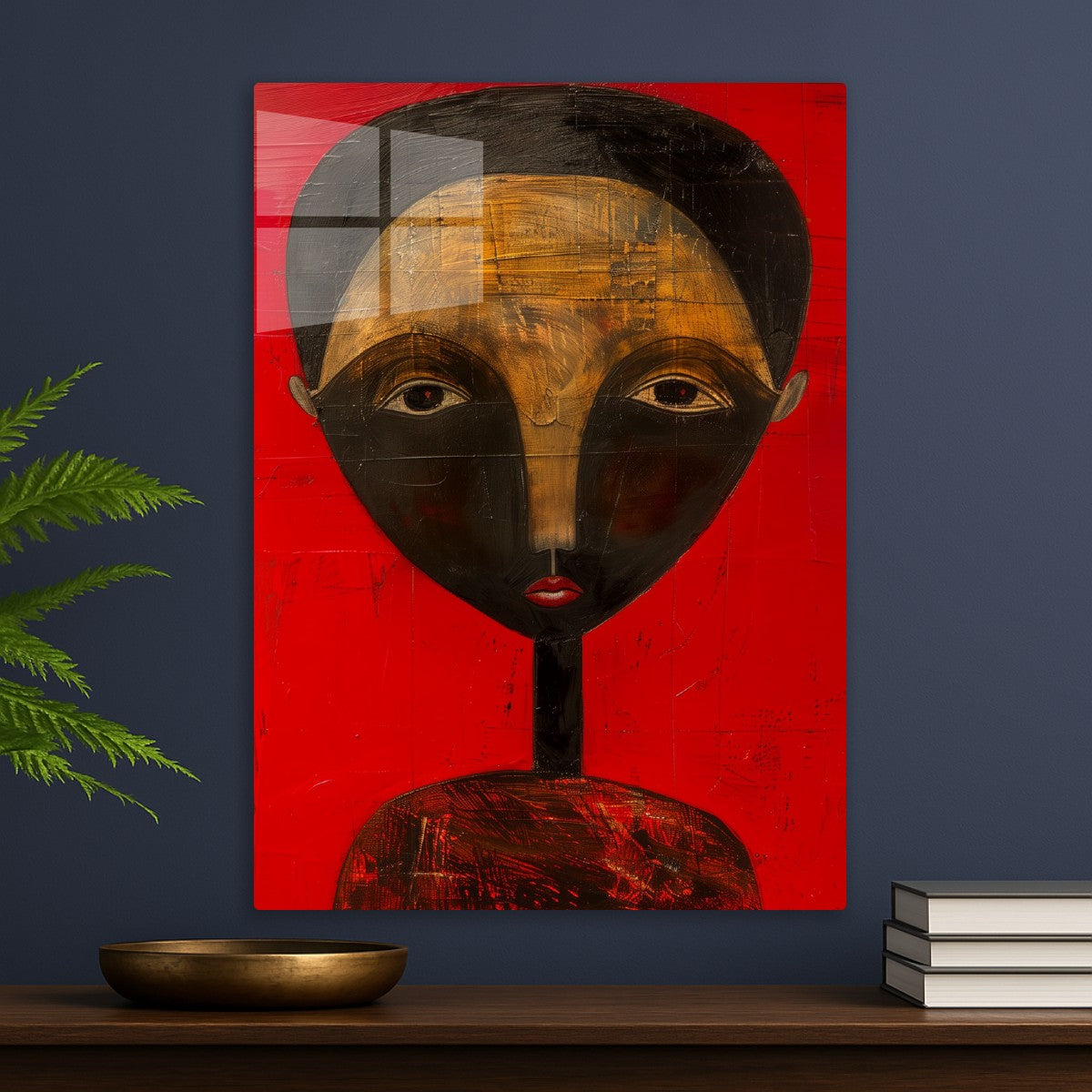 Golden Mask on Crimson