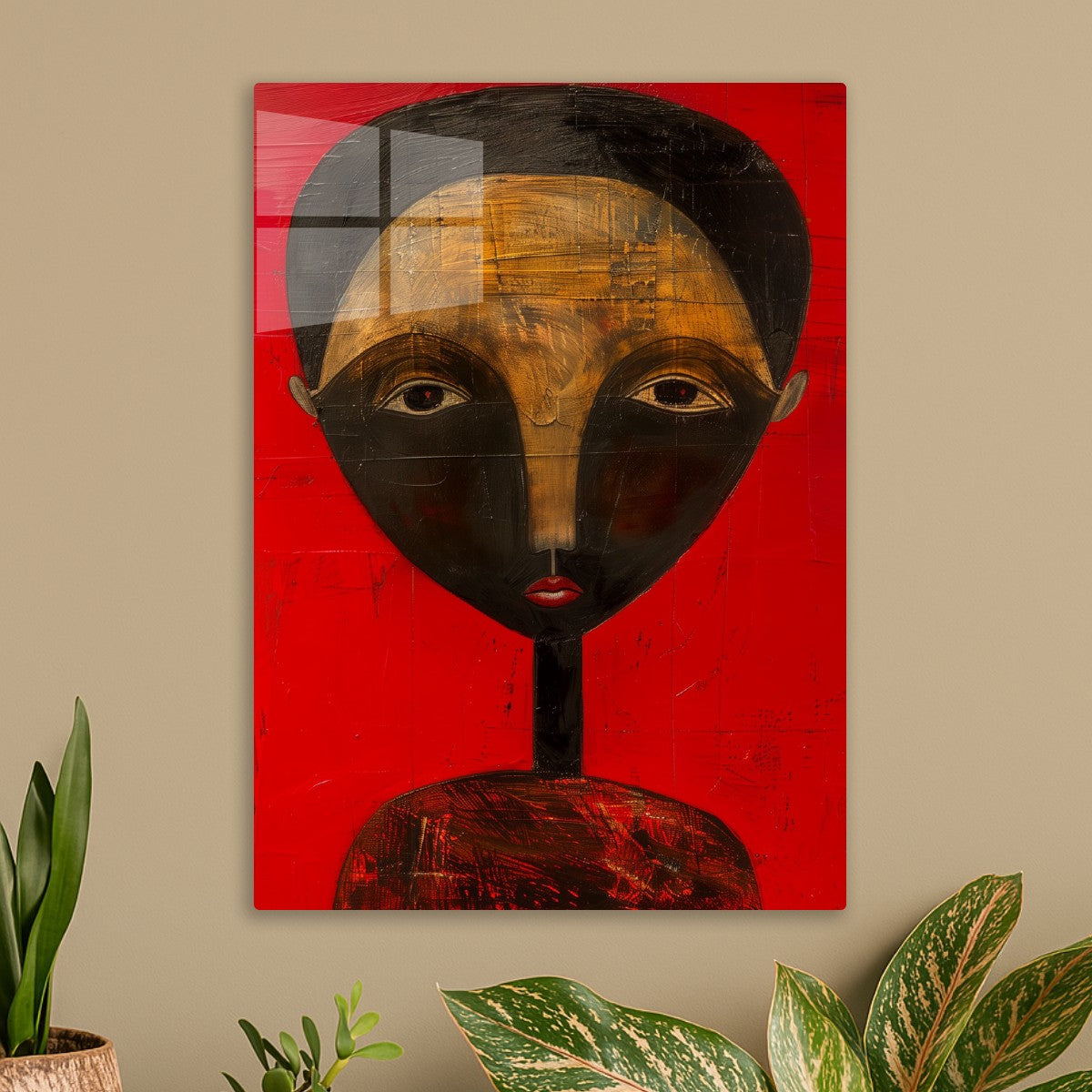 Golden Mask on Crimson