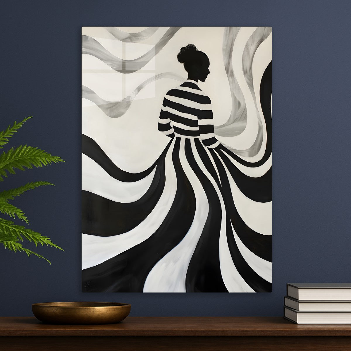 Flowing Stripes Black White
