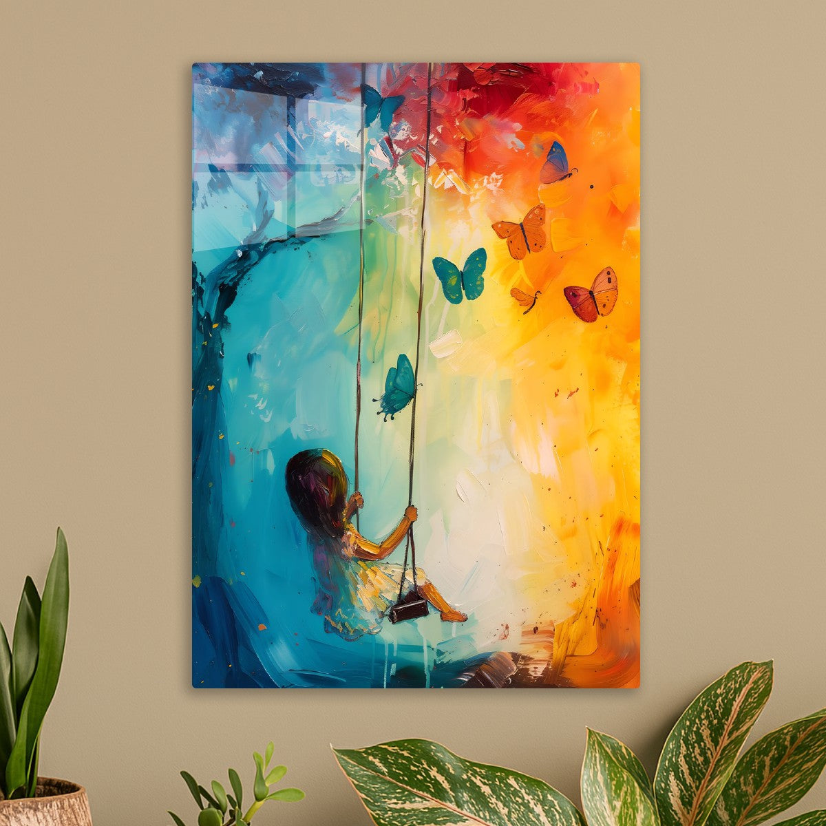 Dreamy Girl on Swing Butterfly