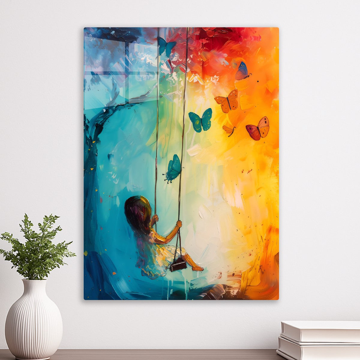 Dreamy Girl on Swing Butterfly