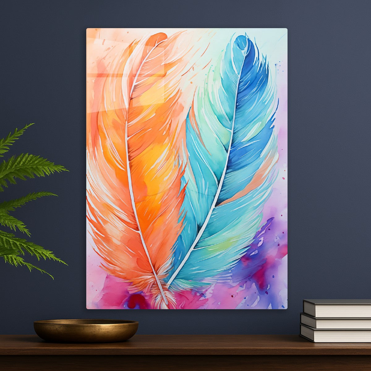 Vibrant Feathers Orange Blue