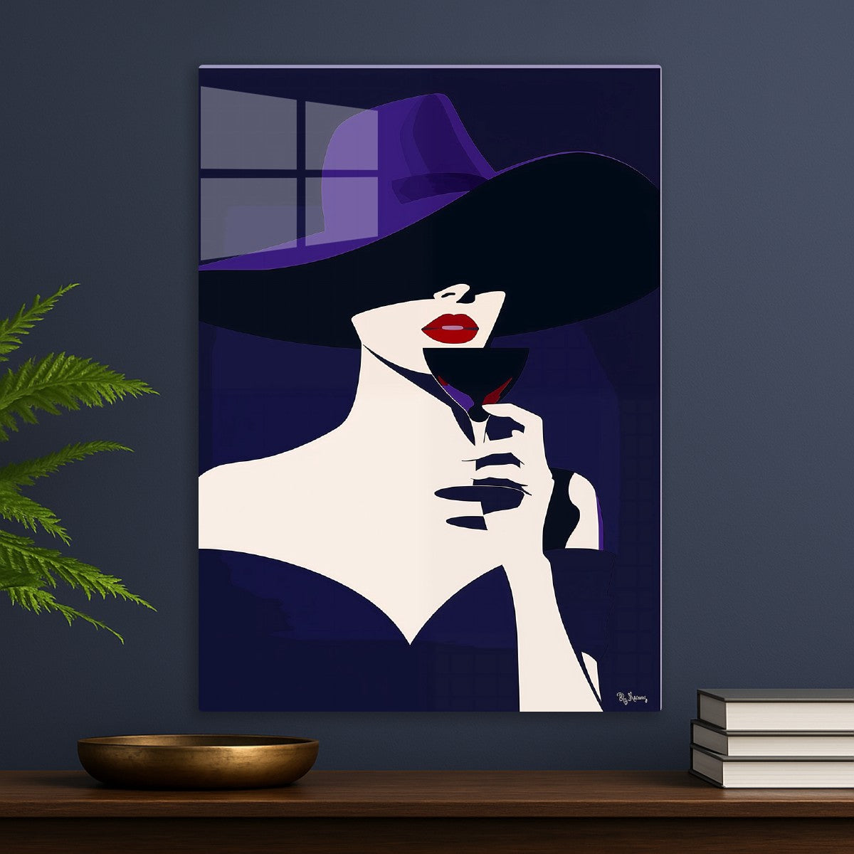Elegant Woman in Purple Hat