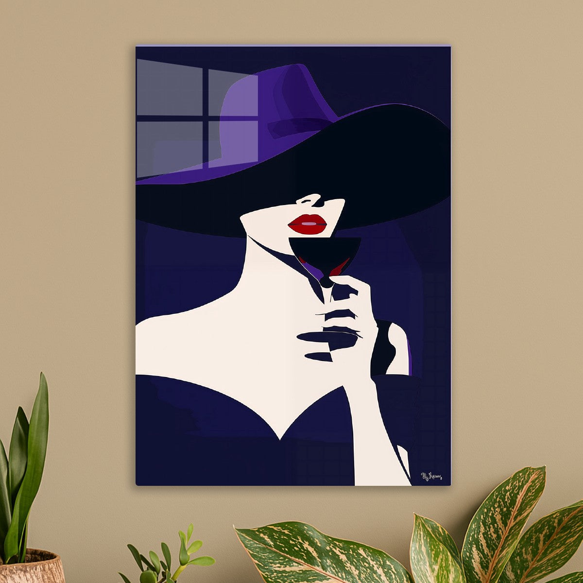 Elegant Woman in Purple Hat