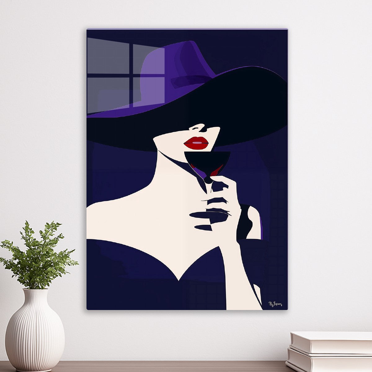 Elegant Woman in Purple Hat