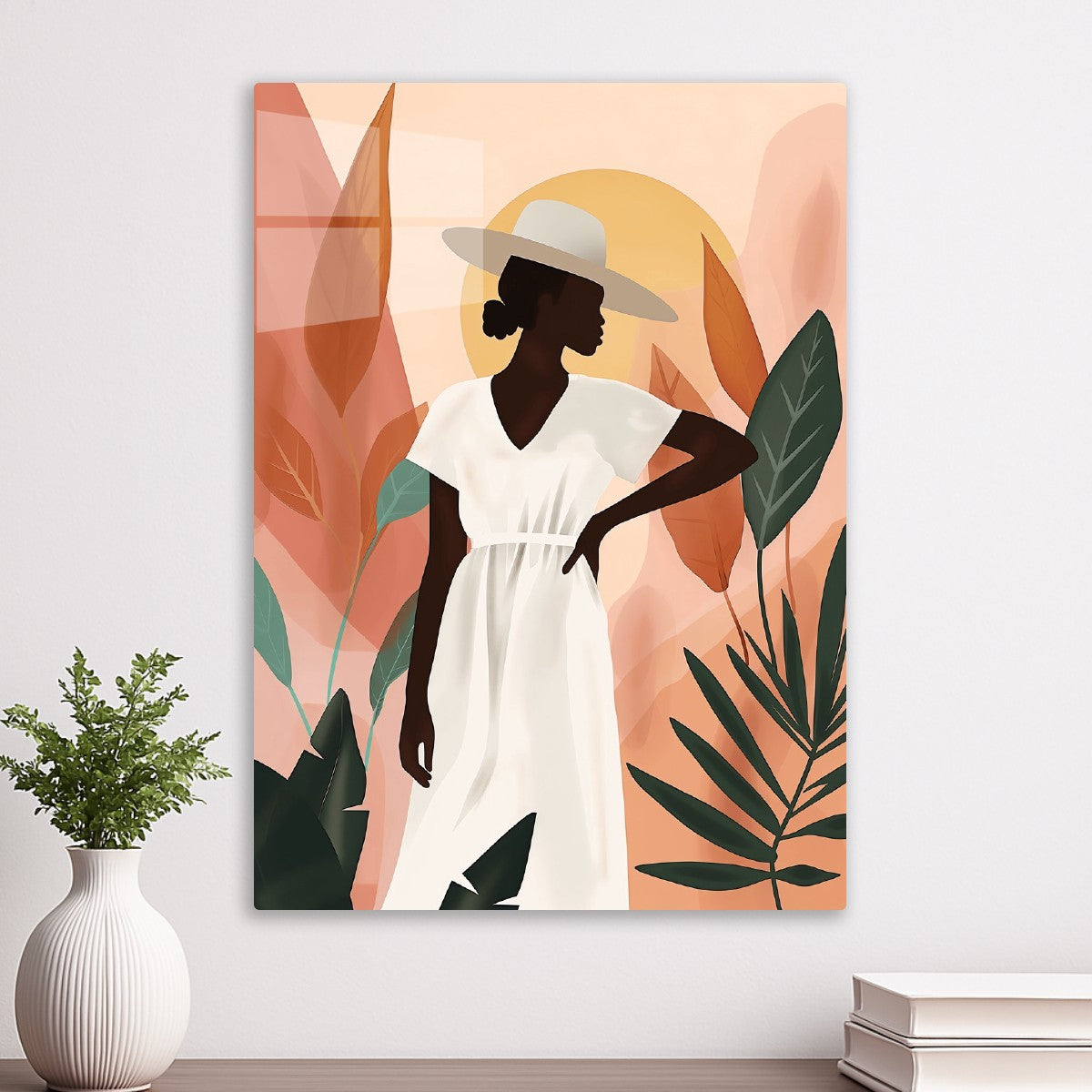 Elegant Woman in White Dress