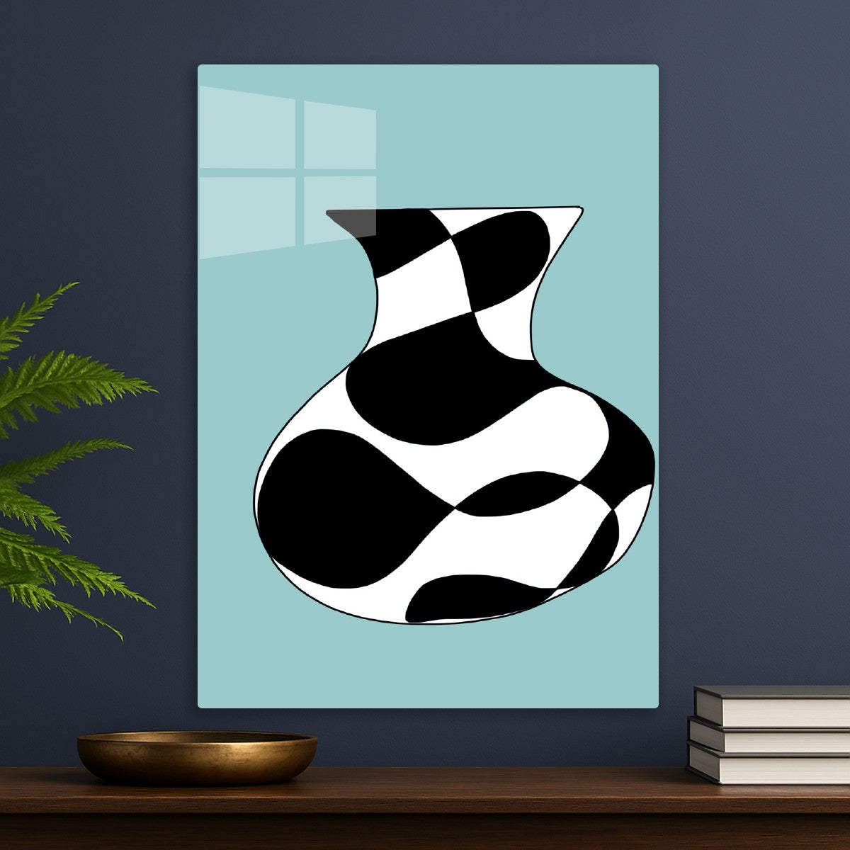 Black and white line pot