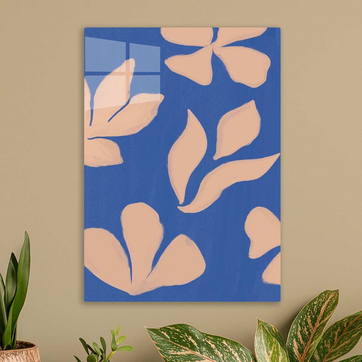 Abstract Botanical Blue Peach