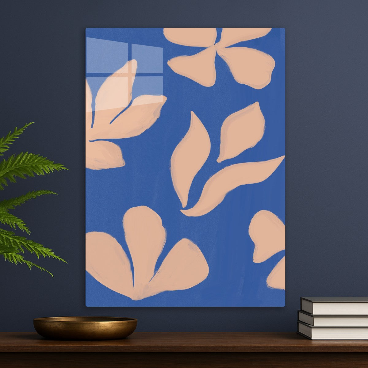 Abstract Botanical Blue Peach