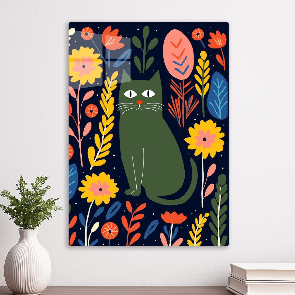 Green Cat Garden Night