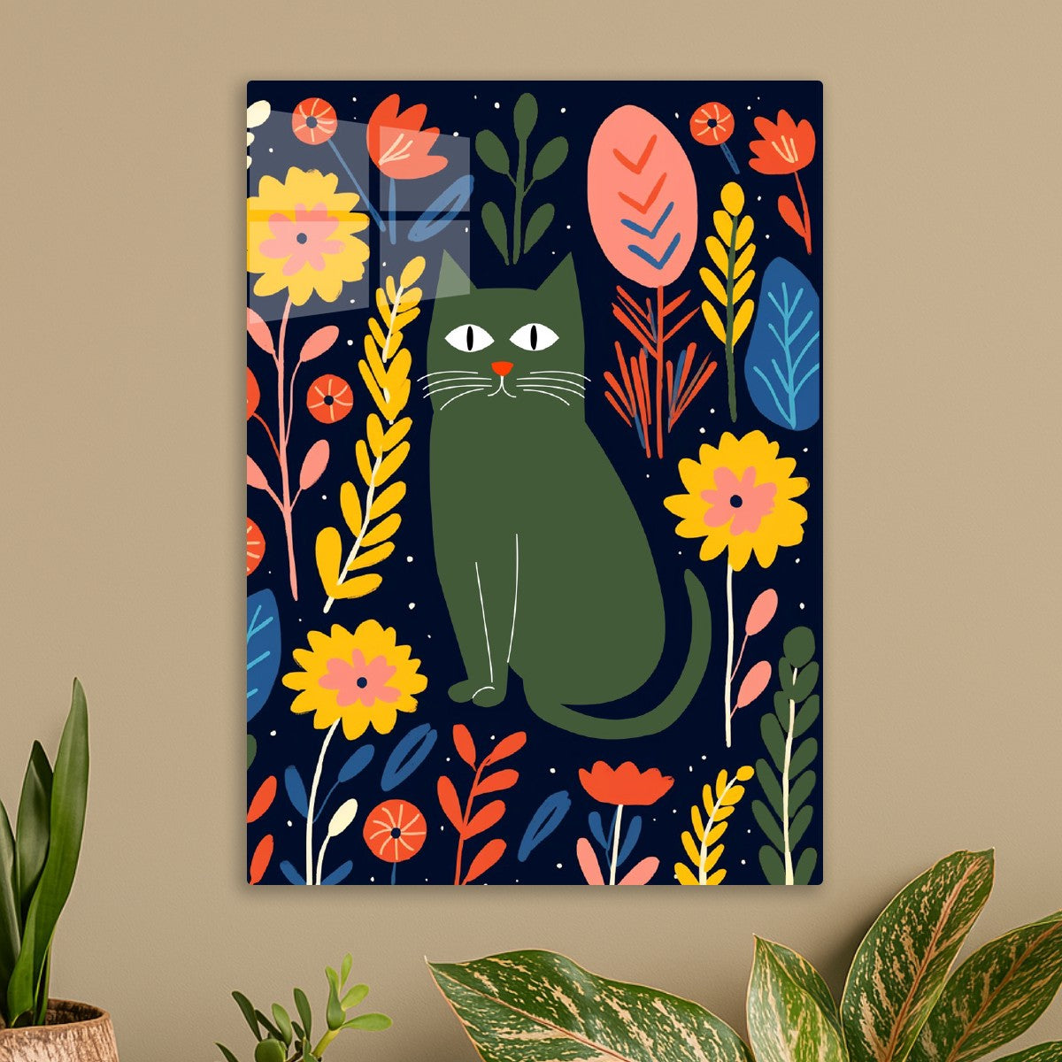 Green Cat Garden Night