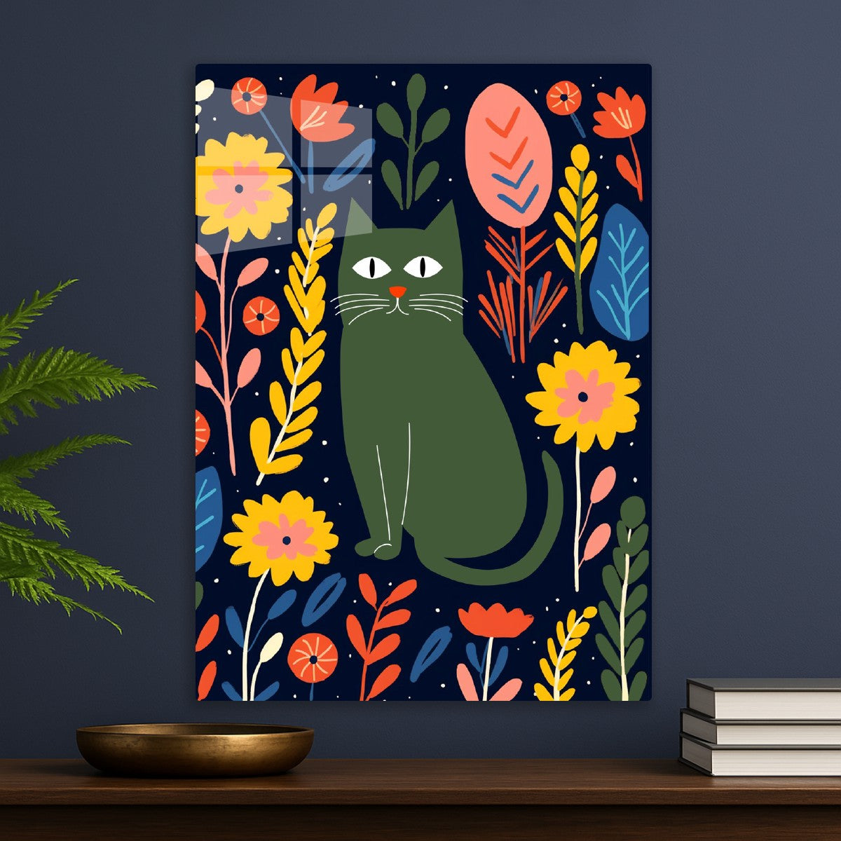 Green Cat Garden Night