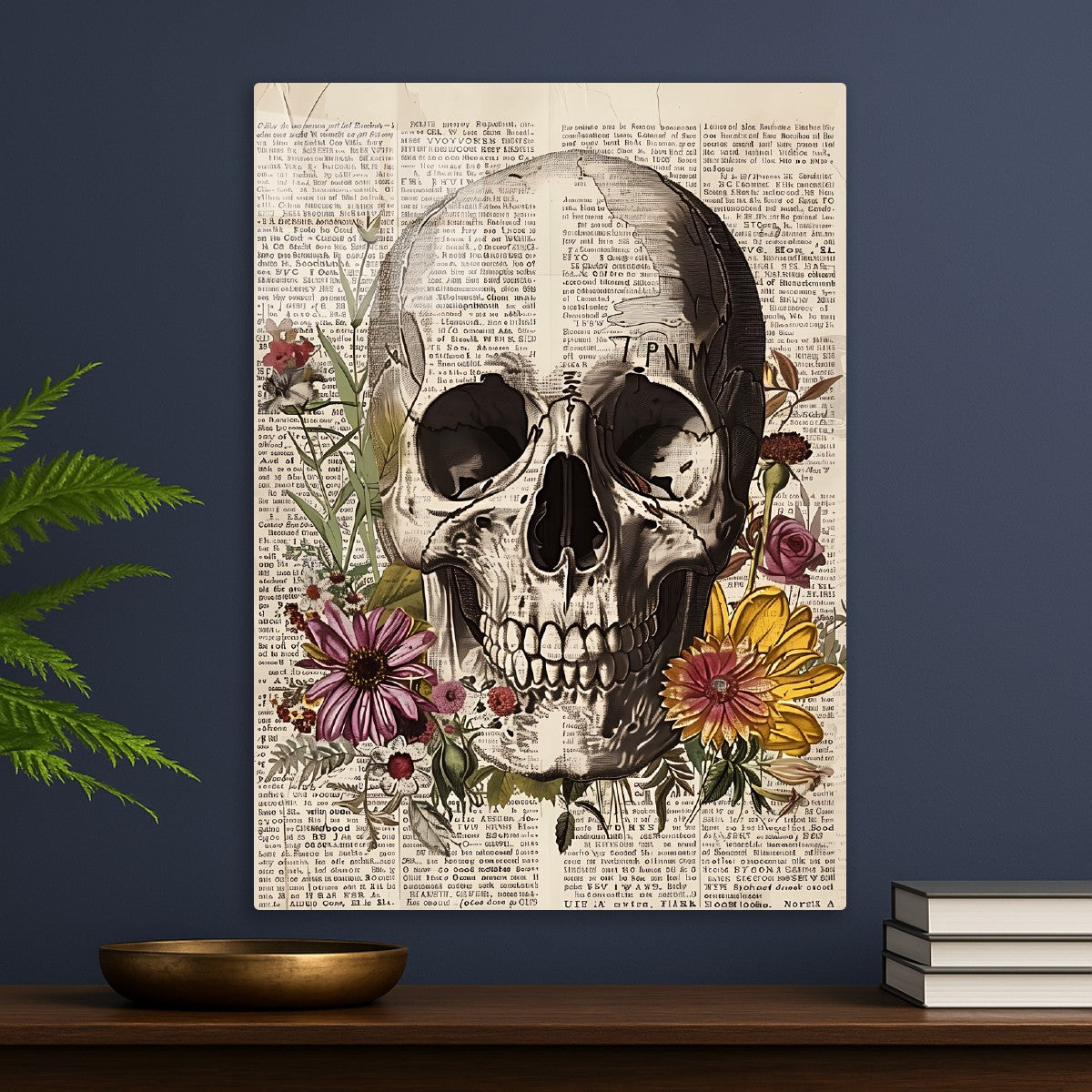 Vintage Skull Floral Art