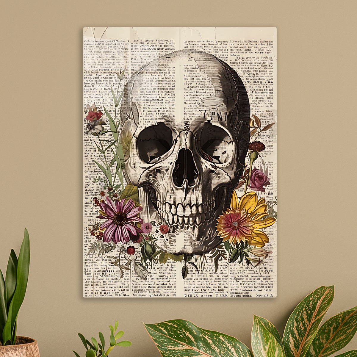 Vintage Skull Floral Art