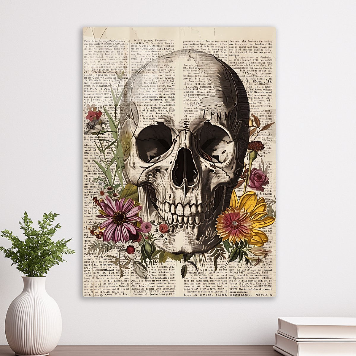 Vintage Skull Floral Art