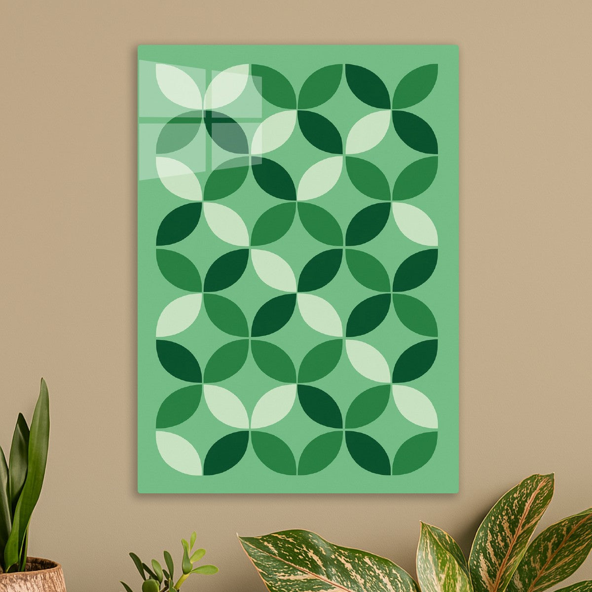 Green Geometric Floral Pattern